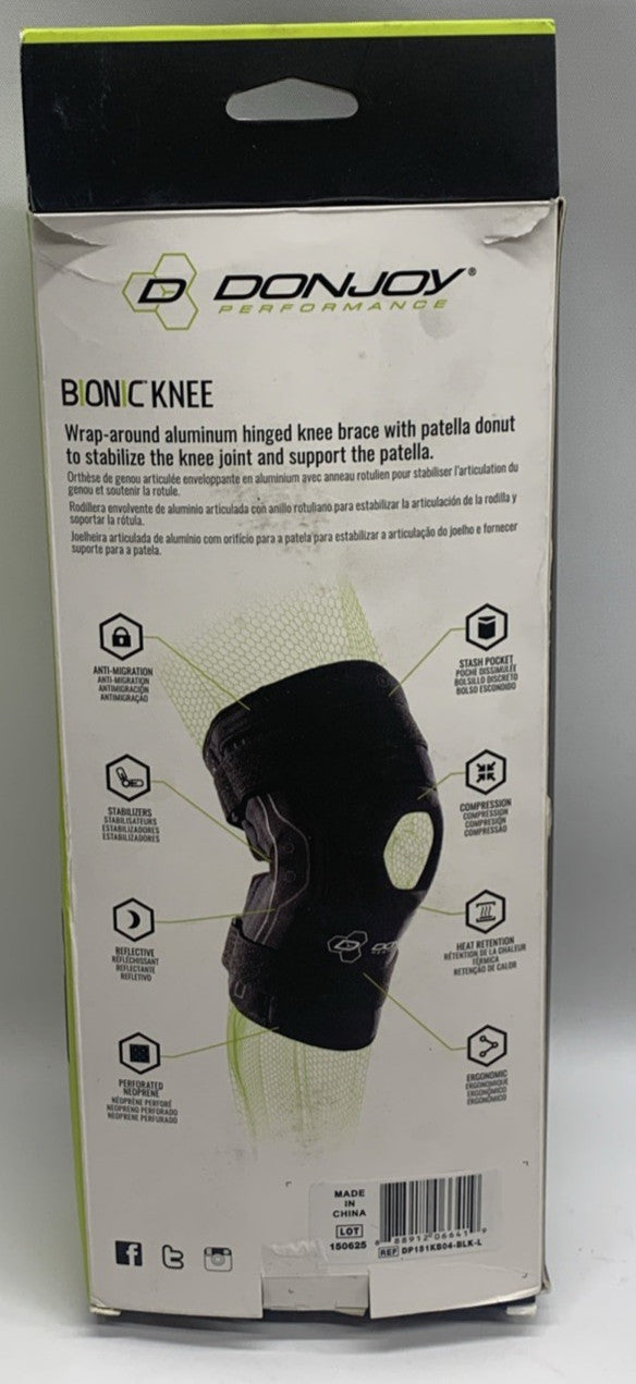 DonJoy Performance Bionic Knee Brace Support Black Size Large fits Left or Right