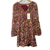 Likely Polina Mini Dress Women's Party Size 4 Red Multi Color Lon Sleeve V-neck