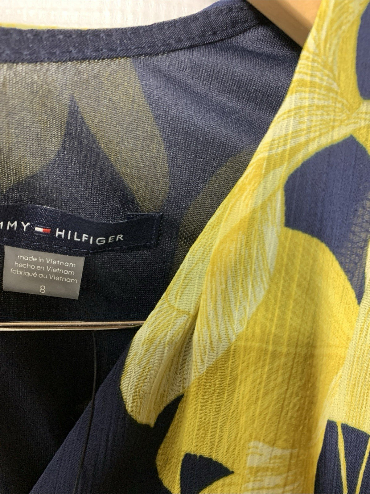 Tommy Hilfiger Womens Chiffon Flutter Sleeve Hem V-Neck Midi Formal Dress Size 8