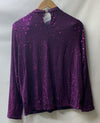 Grace Karin Women's Medium Purple Sequin Long Sleeve Pullover Blouse Sparkly