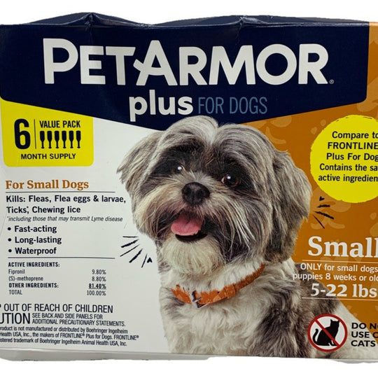 PetArmor Plus Flea & Tick Prevention for Dogs 5-22 lbs 6 Monthly Doses Topical