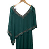 J Kara womens Embellished Overlay Gown Formal Dress Green V-Neck Pull-on Size 10