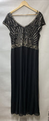 JKara Women's Sweetheart Neck Long Dress Size 18 Black with Silver Beads