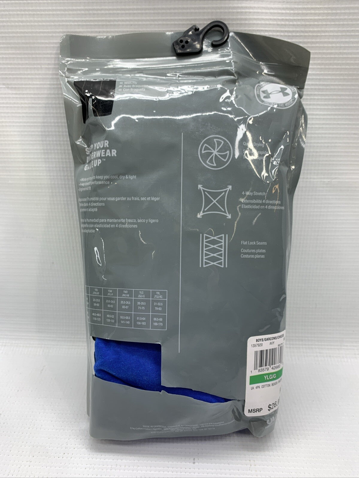 Under Armour Charged Cotton Stretch Boxer Briefs Underwear - 4 Pack - Size YLG