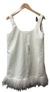 Likely Scooped Marullo Dress Sleeveless with Ostrich Feathers Size 12 White