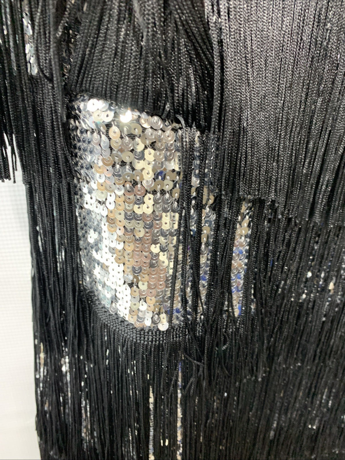 Dress the Population Black/Sliver Sequin Fringe Party Flapper 20s Dress Size XXL