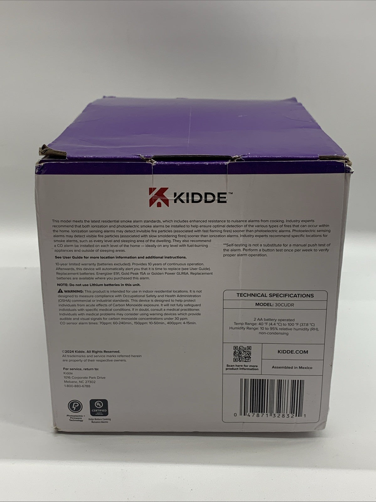 Kidde 30CUDR Smoke & Carbon Monoxide Detector with AA Battery Powered - 4 Pack
