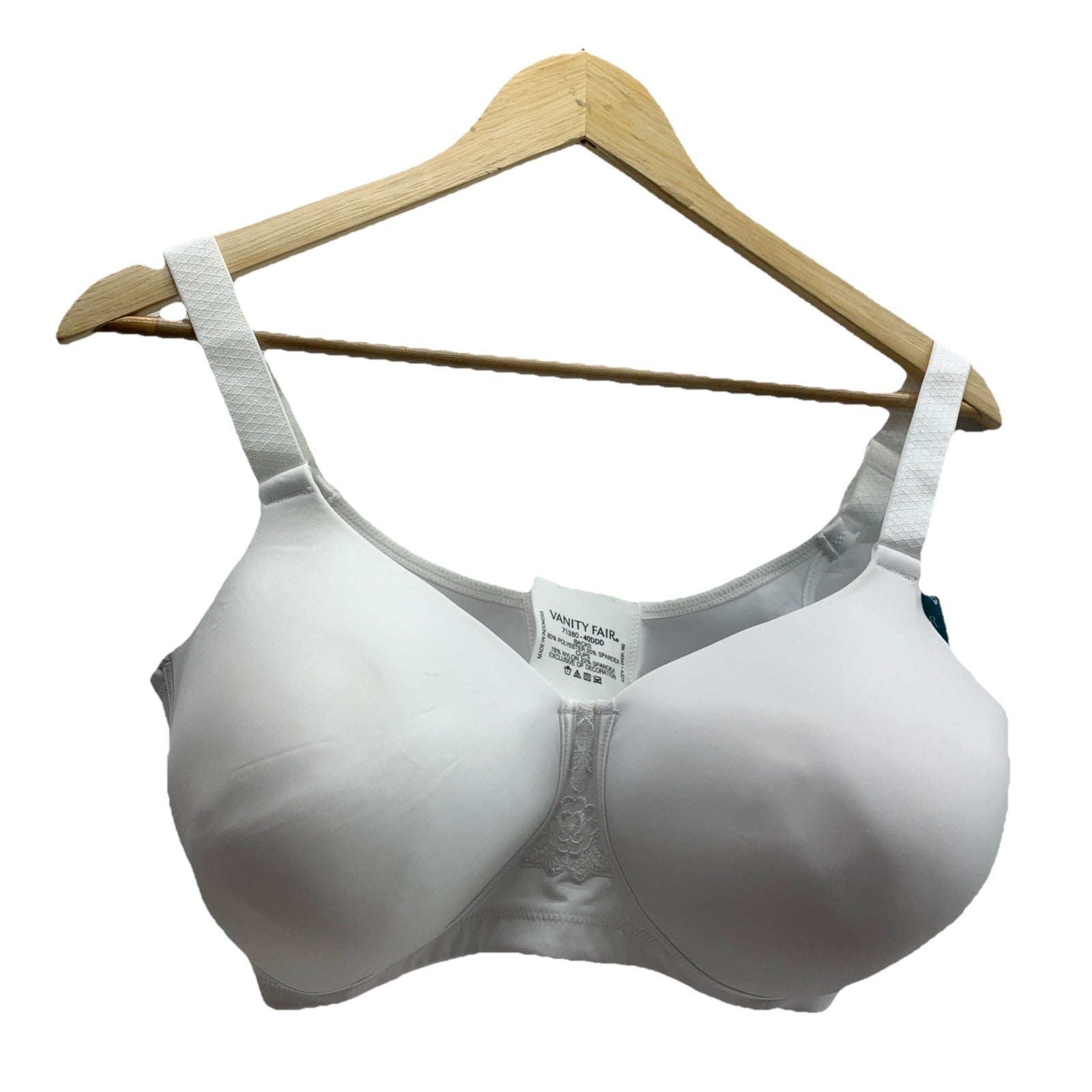 Vanity Fair Women's Full Figure Beauty Back Smoothing Bra 71380 White Size 40DDD