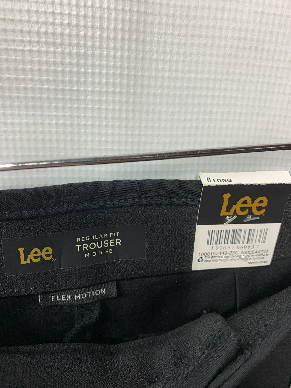 Lee Flex-Motion Women's Mid-rise Long Regular Fit Trouser Pants Size 6 Black