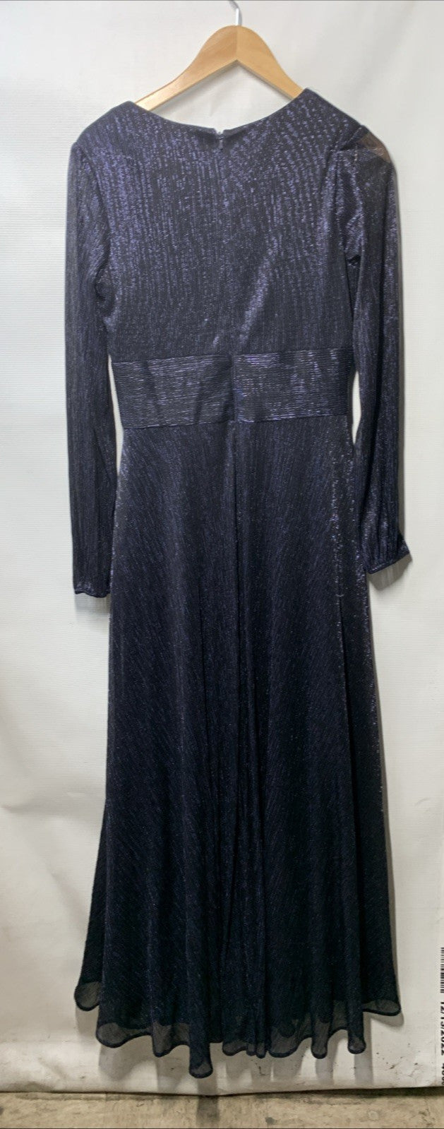 Betsy & Adam Women's A24903 Long Sleeve V-Neck Dress Floor-Length Navy Size 10