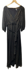 DKNY Women's Double Strap Cold Shoulder Gown Size 12 Black ED21A570 3/4 Sleeve
