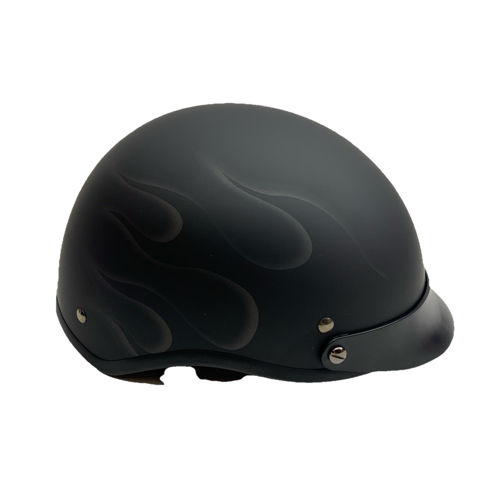 VCAN Cruiser Solid Flat Half Face Motorcycle Helmet Matte Black/Flame Large