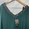 J Kara womens Embellished Overlay Gown Formal Dress Green V-Neck Pull-on Size 10