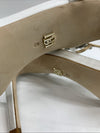 Badgley Mischka Galia Embellished Sandal Heels Jeweled Soft Satin White Size 8