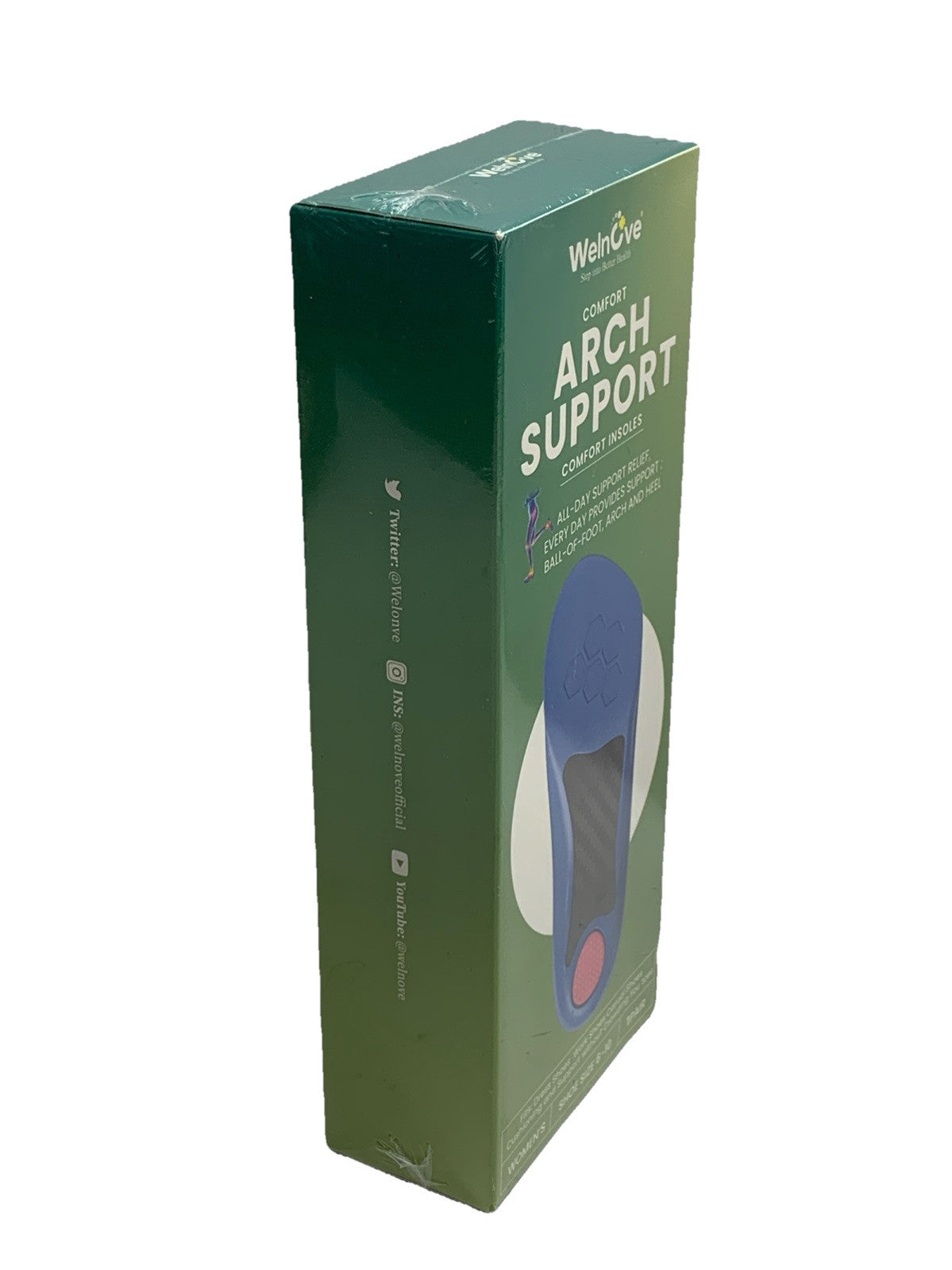 Heel Insoles Inserts for Foot Heel Pain Welnove Plantar Fasciitis 3/4 Arch 6-10