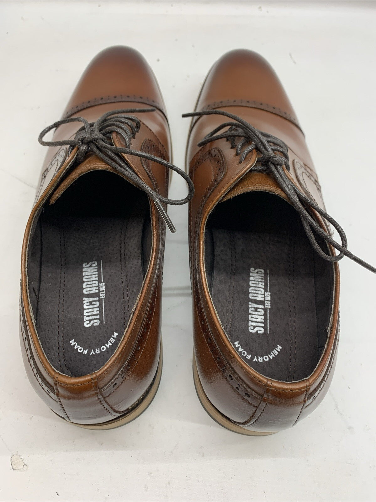 Stacy Adams 25066-221 Men's Brown Cognac Cap Toe Oxford Dress Shoes Size 9.5W