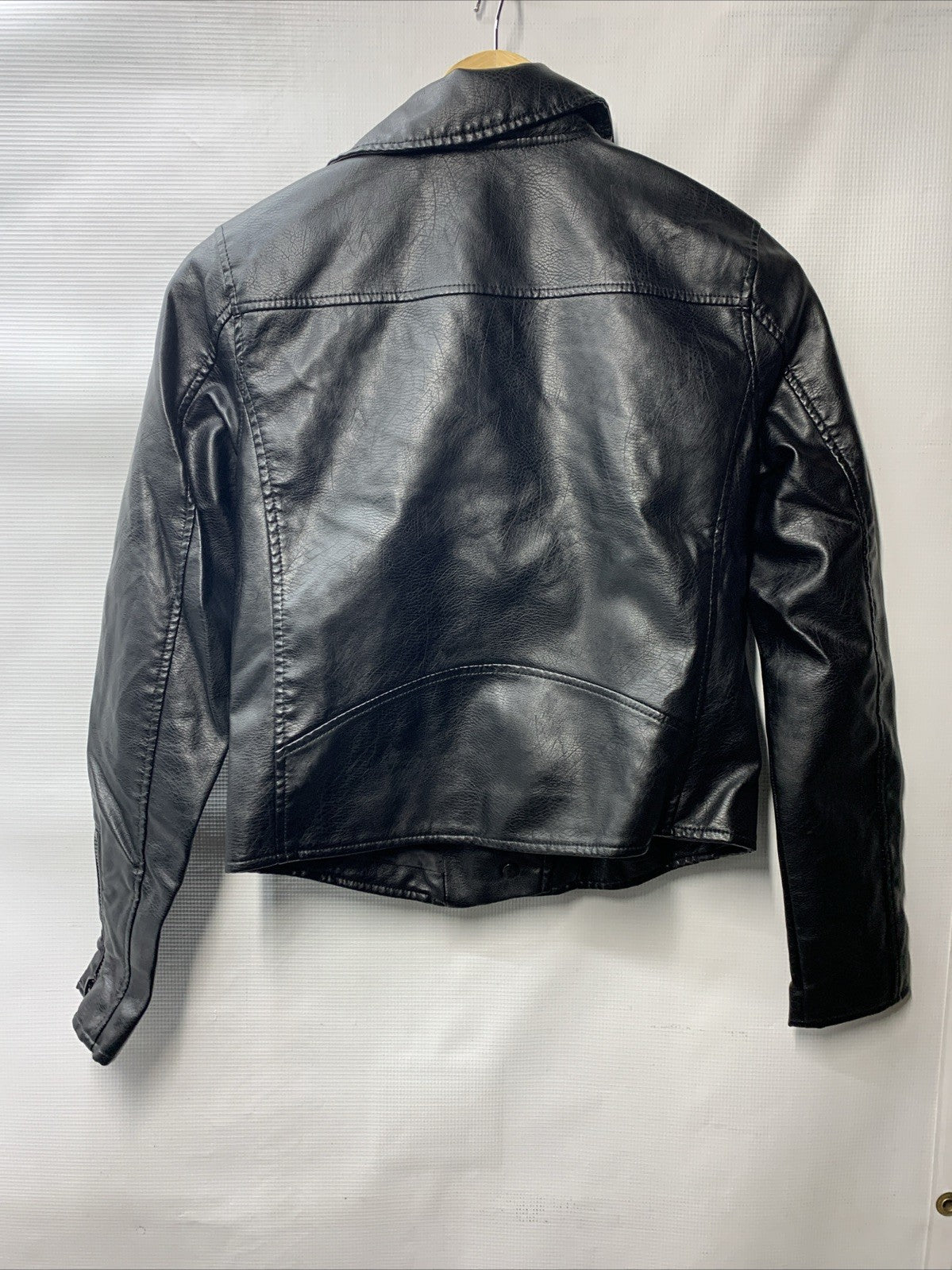 ANTHROPOLOGIE Faux Leather Moto Jacket Women's Long Sleeve with Pockets Size 2XS