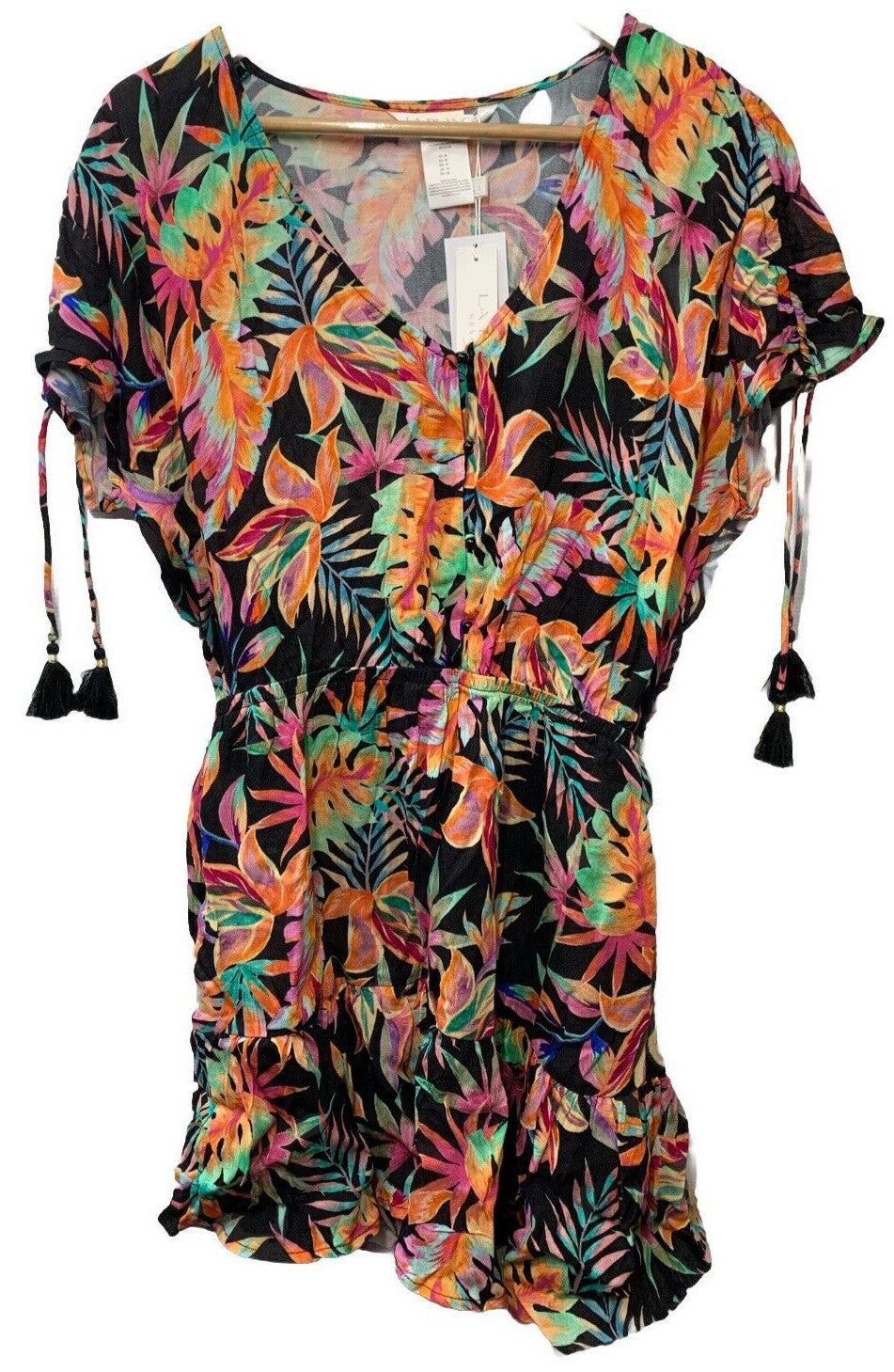 La Blanca Women's Short Sleeve Mini Dress Swimsuit Cover Up S201-0034 Size M
