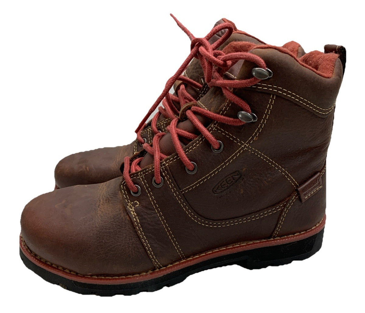 KEEN Utility Womens Seattle Alloy Toe Waterproof Work Boots Brown Size 7.5W Lace