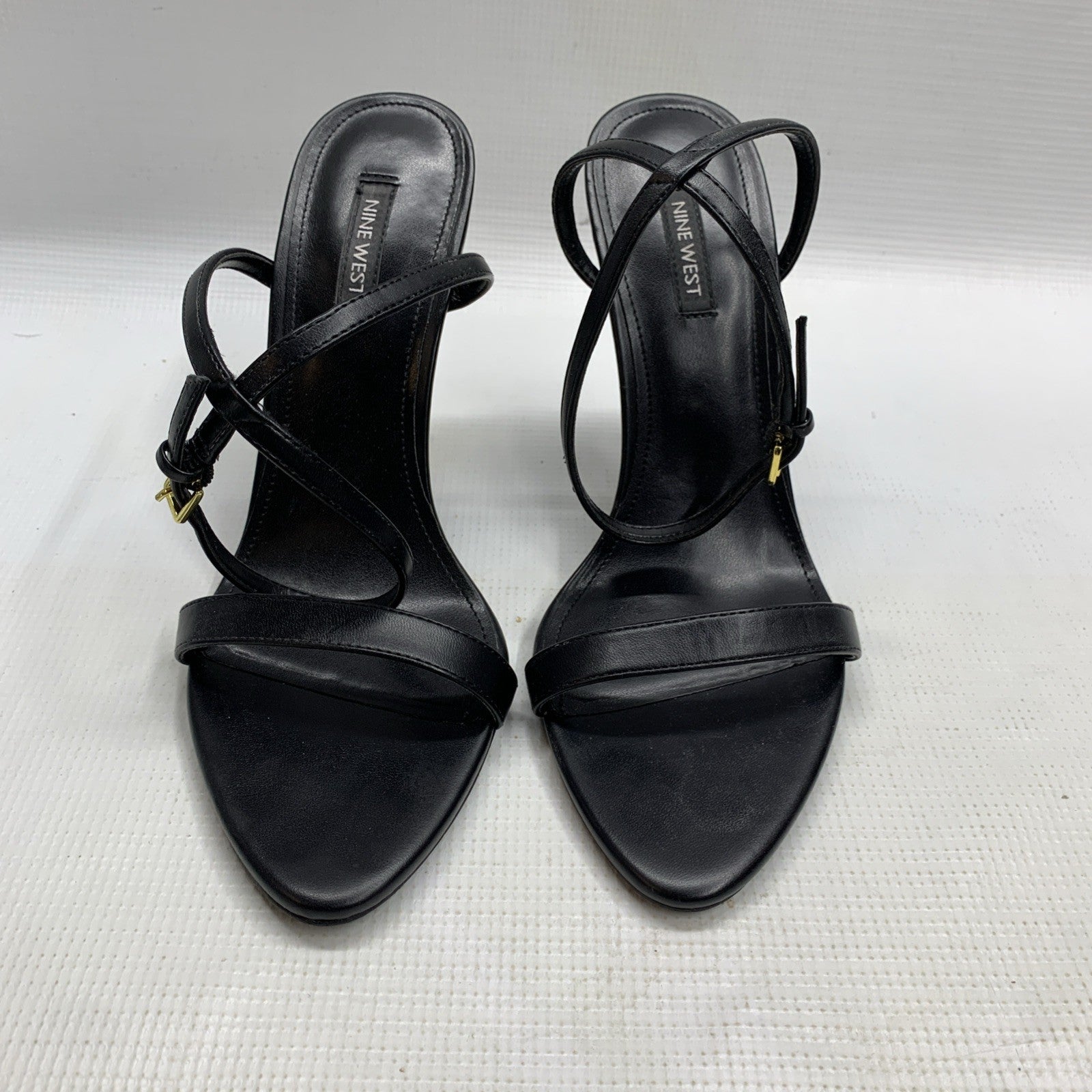 Nine West Womens Reina Black Faux Leather Heels Sandal WNREINA3 Shoes Size 9M