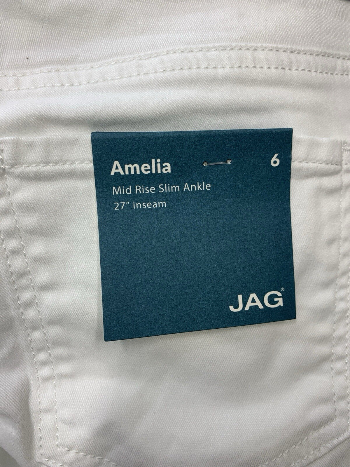 Jag Jeans Women's Amelia Pull-On Slim Ankle Jean Riviera Size 6 White Long Pants