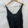 GRACE KARIN Sequin Dress Wrap V-Neck Ruched Bodycon Spaghetti Strap Black Large