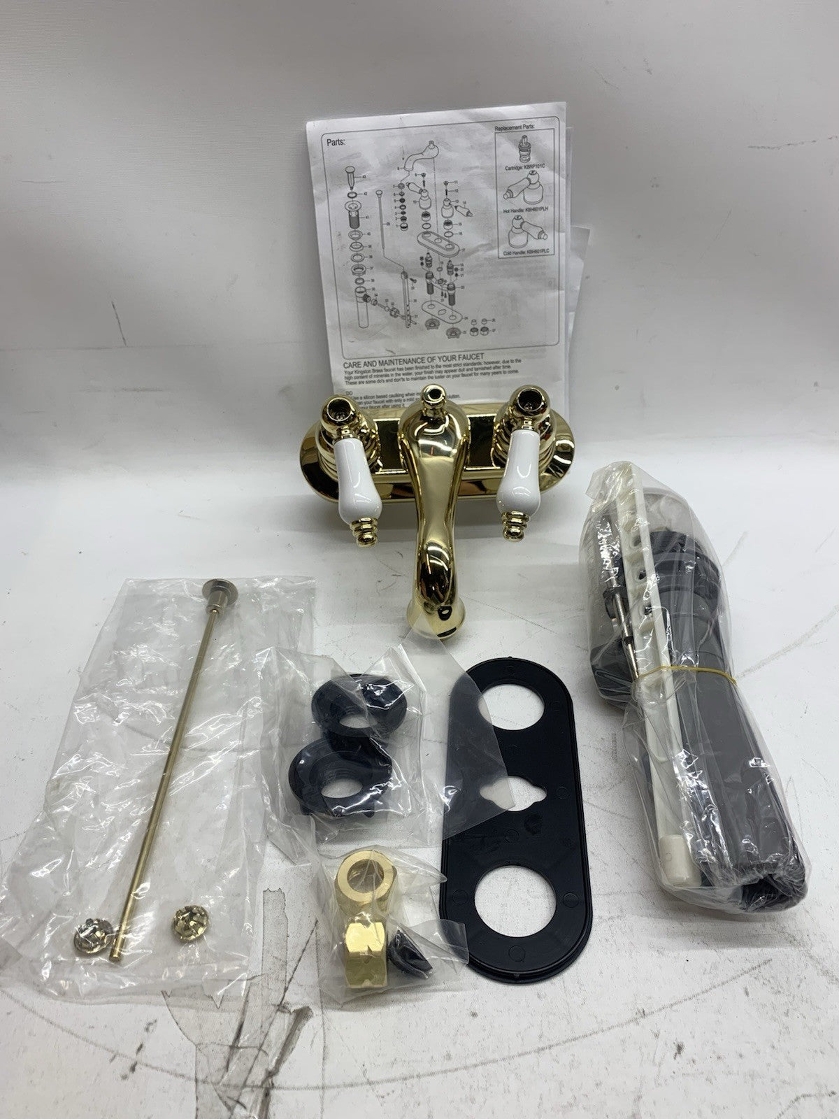 Kingston Brass Restoration KB5612PX Centerset Washerless Faucet w/White Handles