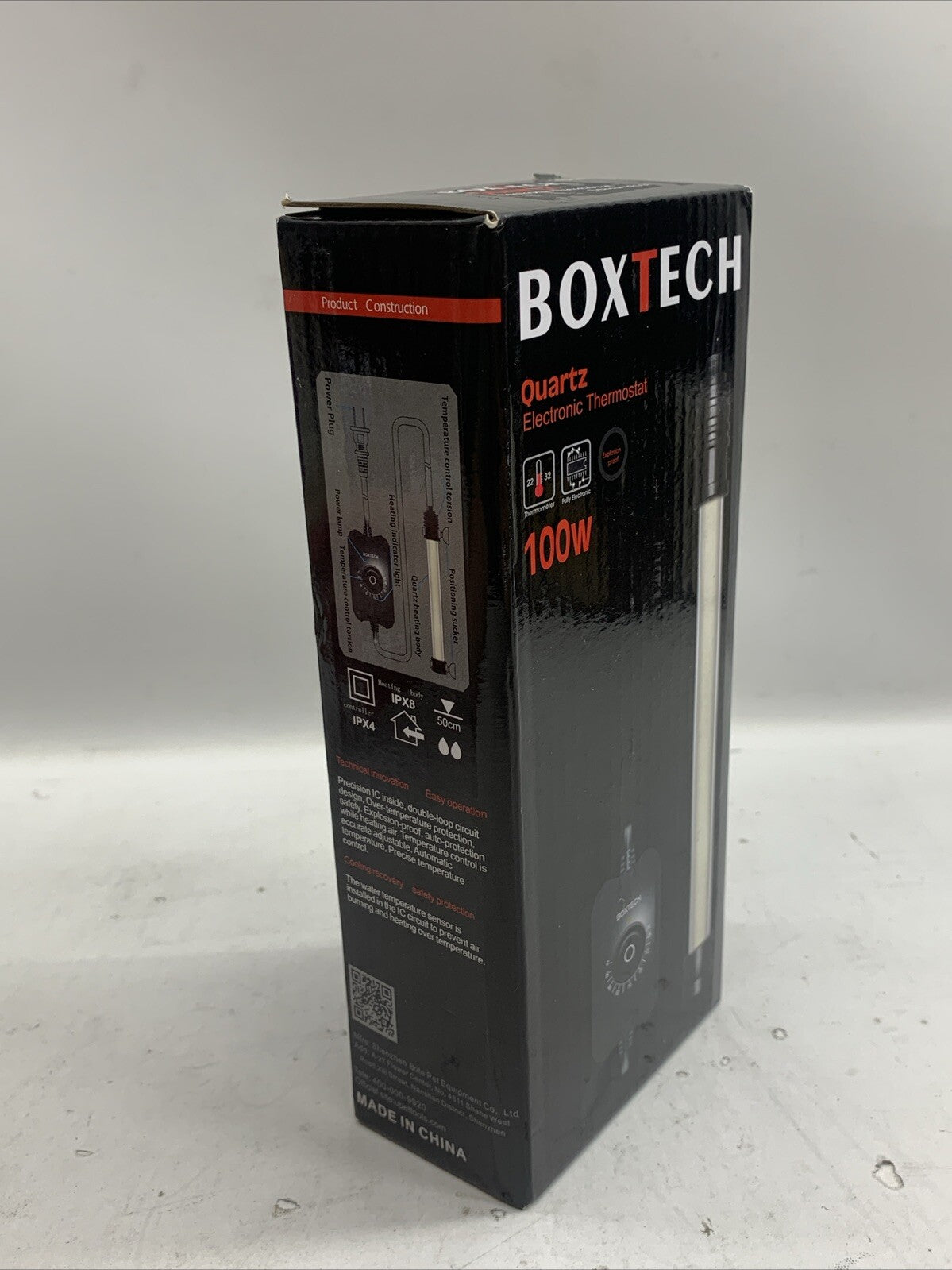 Boxtech Aquarium Heater Electronic Thermostat Explosion Proof 100W 0.46a 41-80