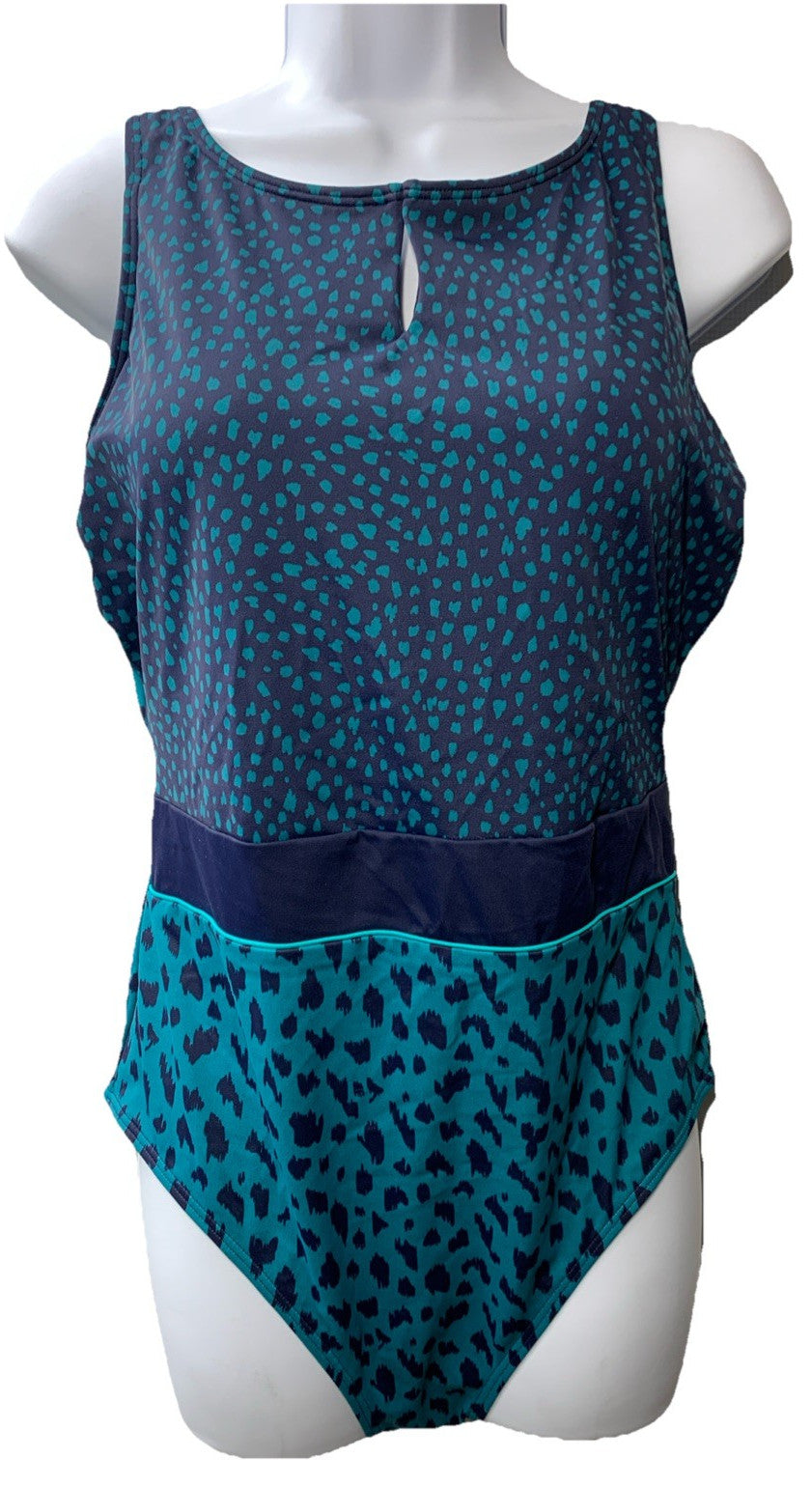 Amoena Womens Standard Manila High Neckline One-Piece Swimsuit Size 14C Swimwear