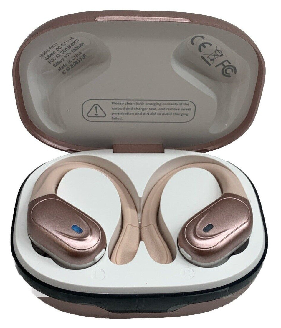 Wireless Sports Earbuds Bluetooth Headphones Rose Gold BX17 with Noise Reduction