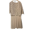 Alex Evenings Women's Tea Length Embroidered Bodice 3/4 Sleeve Size 18W Taupe
