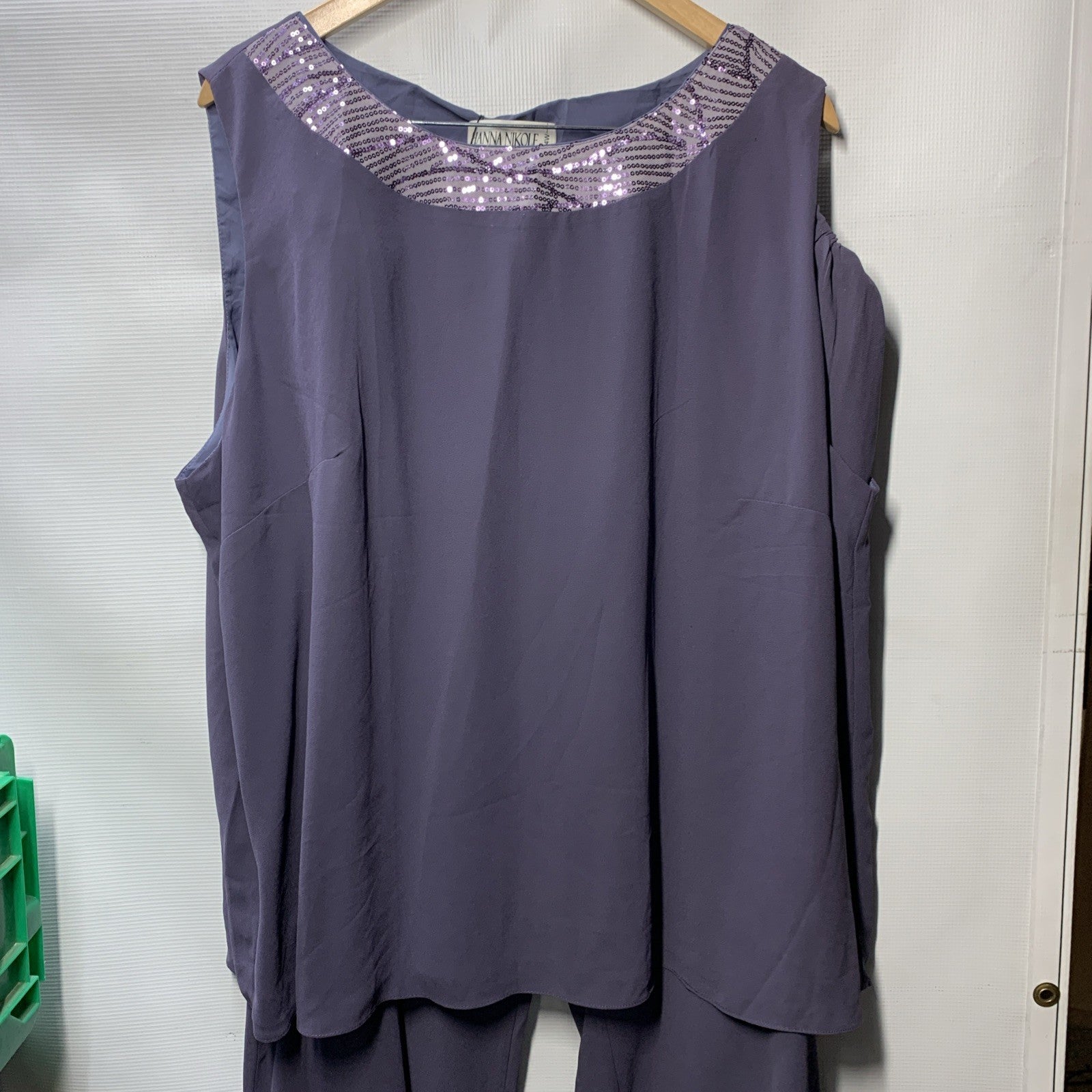 Hanna Nikole Plus Size Pant Suit 2 Piece Chiffon Set Ruffle Layers Size 24W