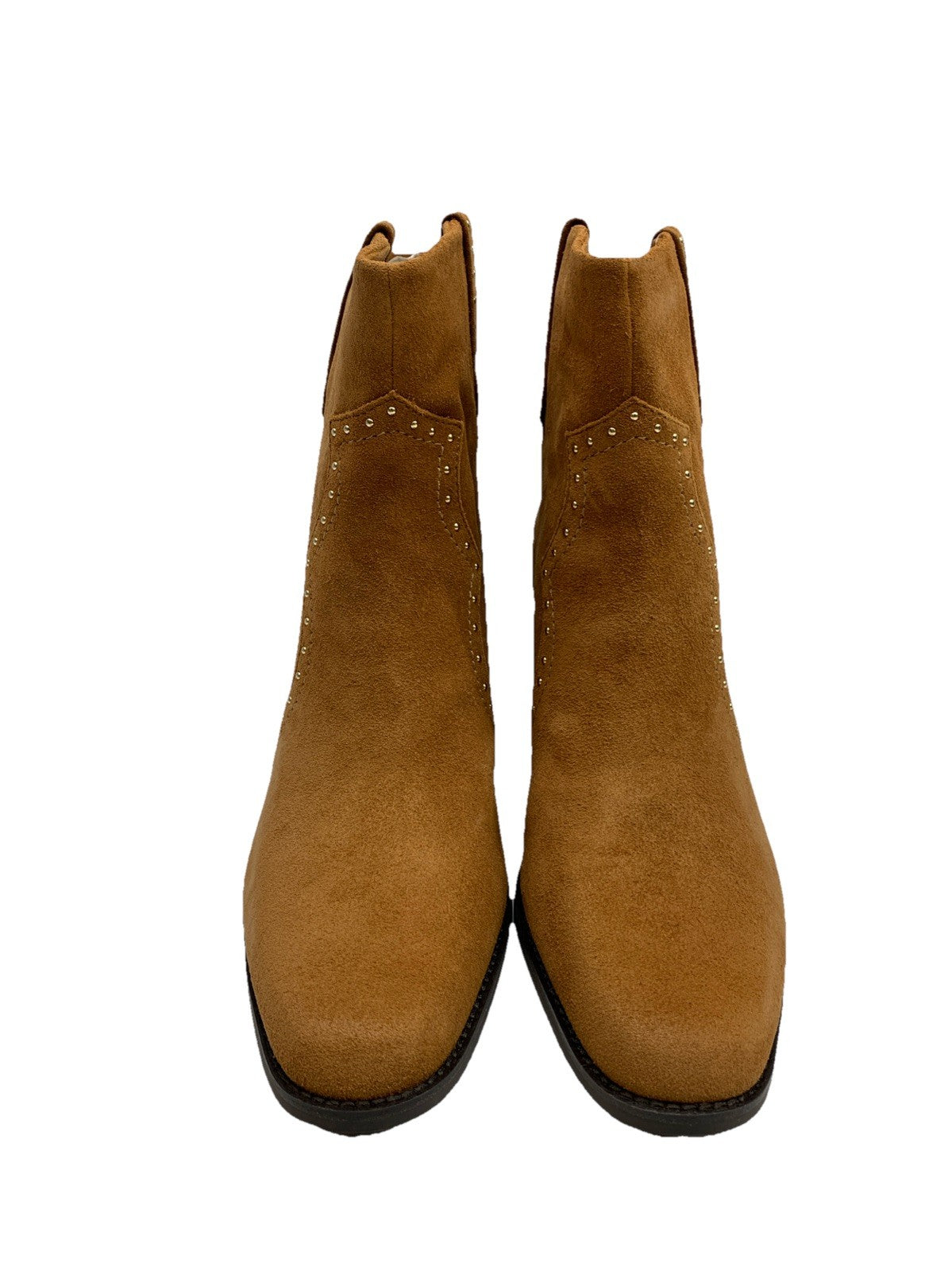 Aerosoles Lazu Tan Suede-263 Western Stud Bootie Women's Size 12M Heels Brown