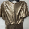 MONIQUE LHUILLIER ML Gold Sequin Embellished Flounce Dress Size 2 Short Sleeve