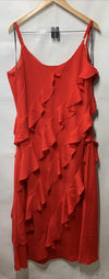 Chic City Waverly Spaghetti Strap Midi Bodycon Ruffle Dress Fiery Red Size XL