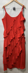Chic City Waverly Spaghetti Strap Midi Bodycon Ruffle Dress Fiery Red Size XL