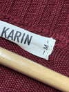 Women's Cardigan Slim Fit Casual Defined Waist Long Sleeve Size M Dark Maroon