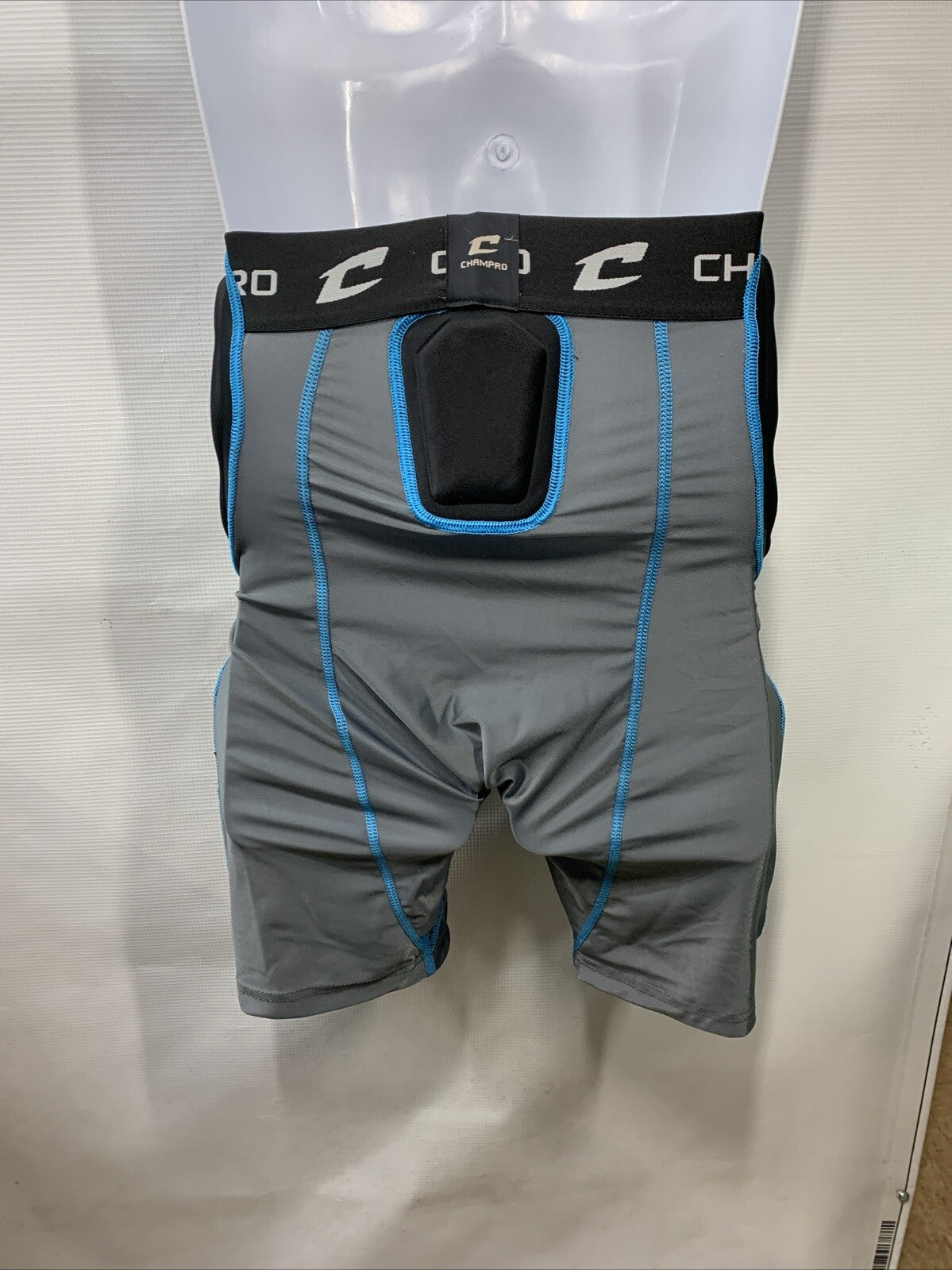 Champro Football Bull Rush 5 Pad Girdle, Black & Blue Size M Charcoal Comfortabl