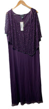 J Kara Sequin Capelet Long Beaded Dress V-neck Pull On Size 22W Purple