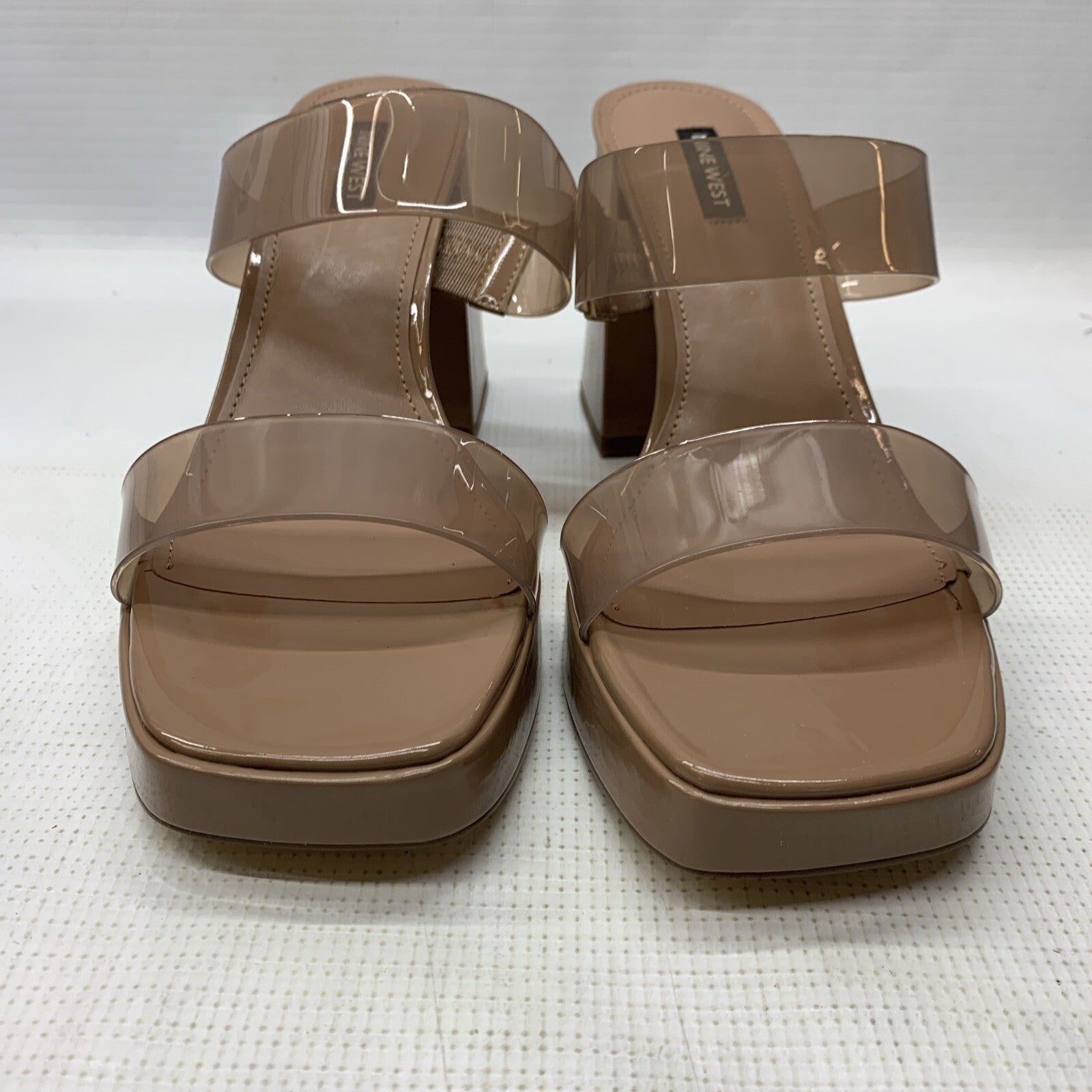 NINE WEST Women’s Tilah Heeled Sandal Clay101 Size 9.5 Open Square Toe Slip On