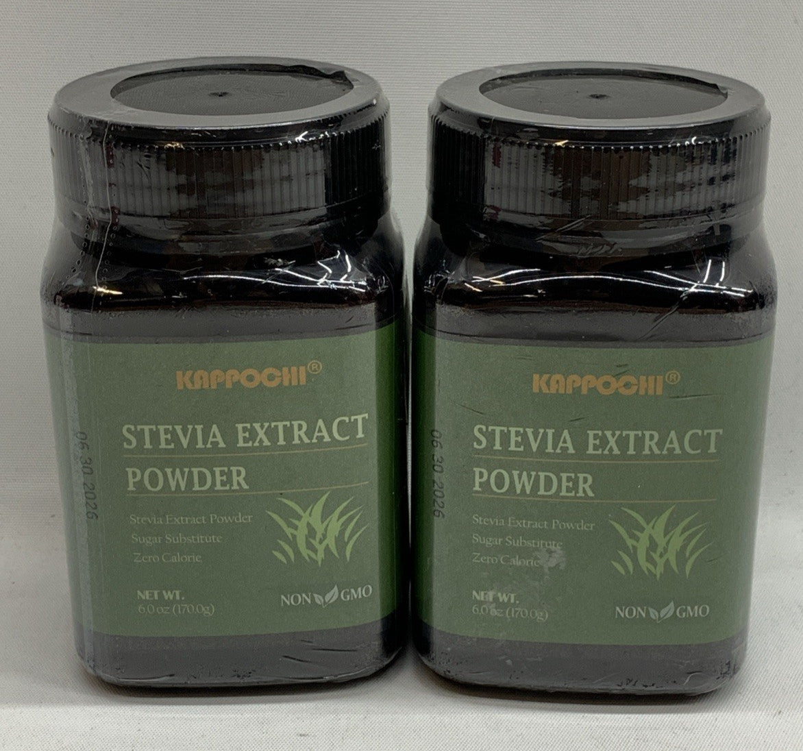 Kappochi Stevia Extract Powder 6 oz Non GMO Sugar Substitute 0 Calories - 2 Pack