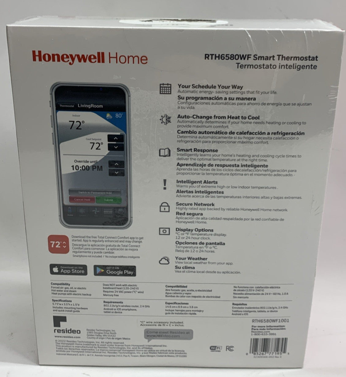 Honeywell Wi-Fi 7-Day Programmable Smart Thermostat RTH6580WF Control From Anywh