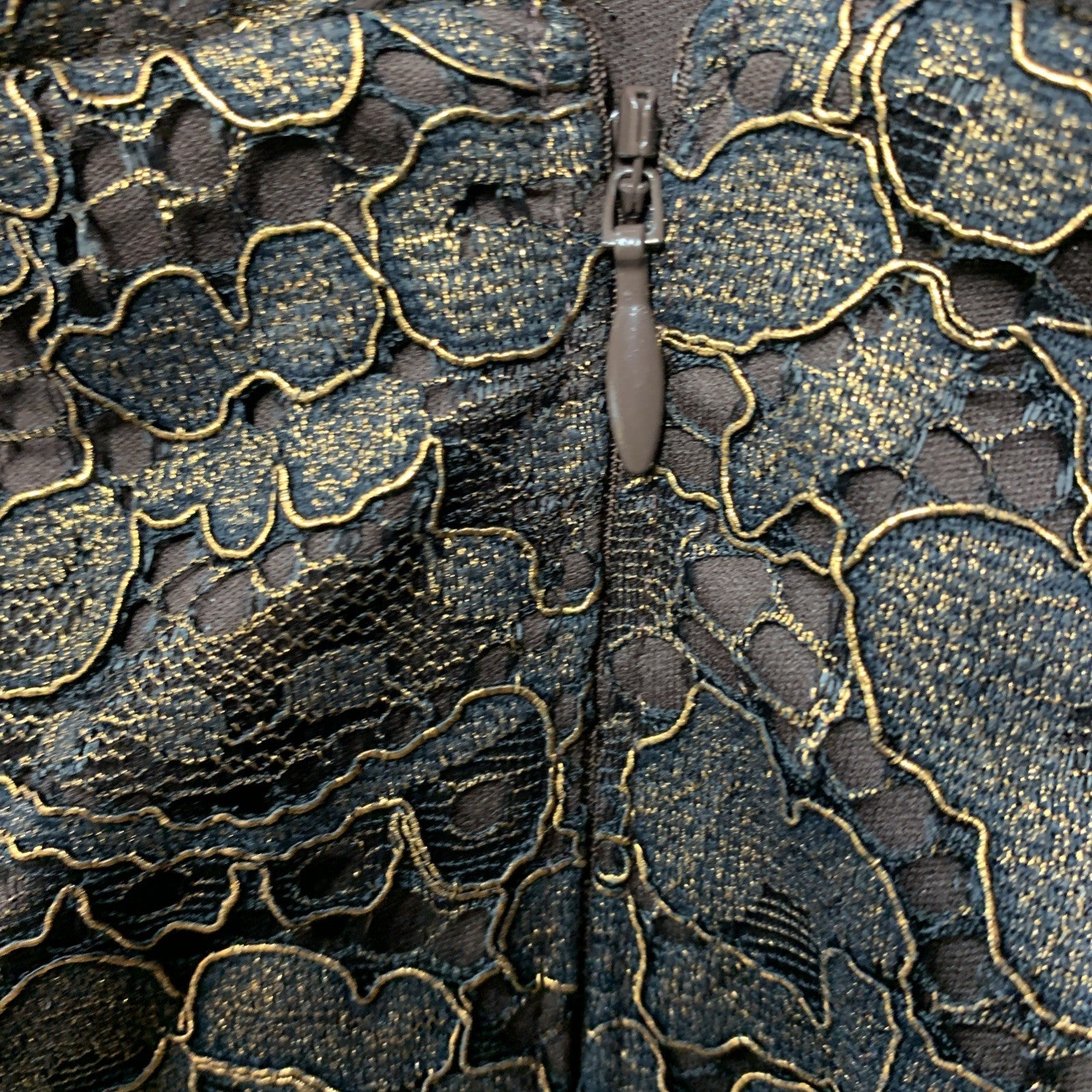 Adrianna Papell Size 18 Bronze Foil Lace Sheath Party Cocktail Dress Sleeveless