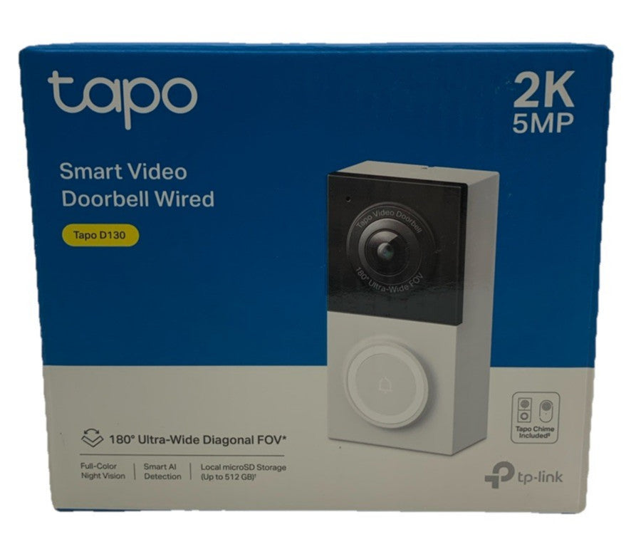 Tapo D130 2K Wired Smart Video Doorbell Full-Color Night Vision 180° Ultra-wide