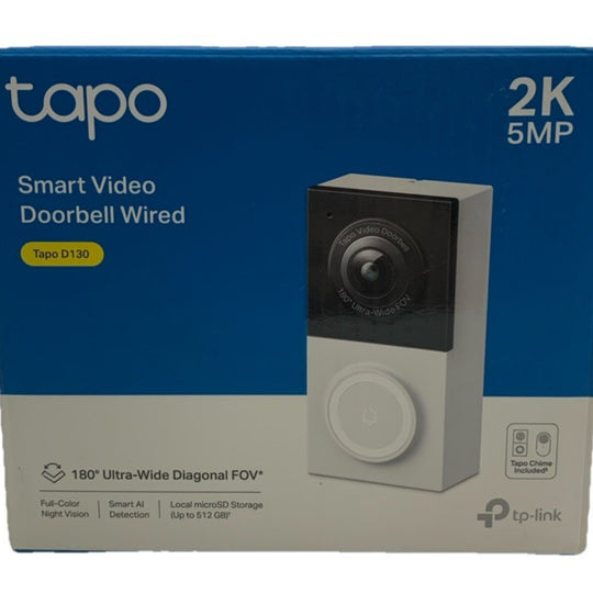 Tapo D130 2K Wired Smart Video Doorbell Full-Color Night Vision 180° Ultra-wide