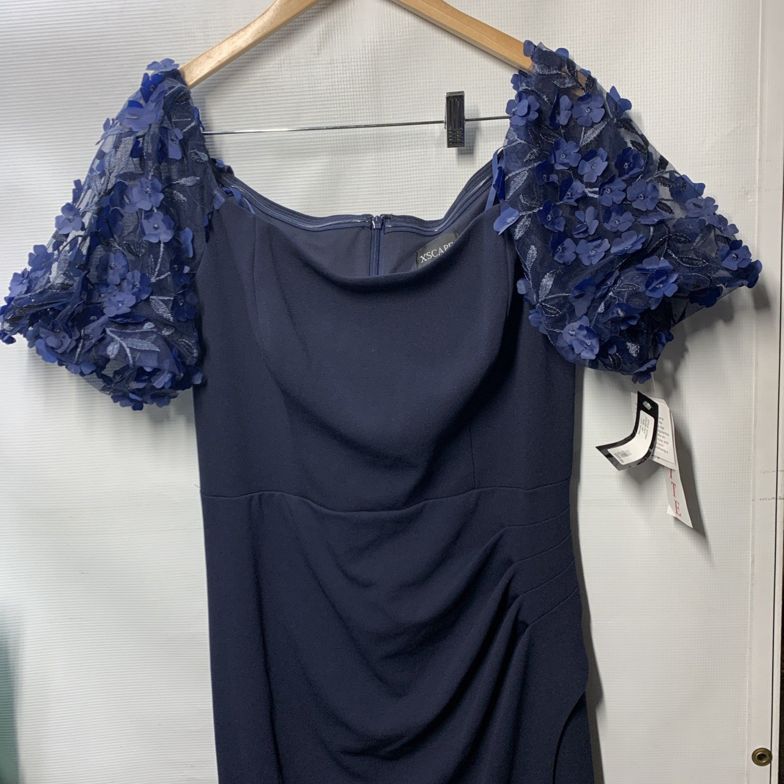 XSCAPE Floral-Sleeve Off-The-Shoulder Formal Prom Party Cocktail Dress Size 14P