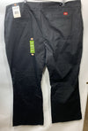 Dickies women's flat front stretch twill long pants in desert black, size 24 regular, casual women's clothing with a comfortable fit.
