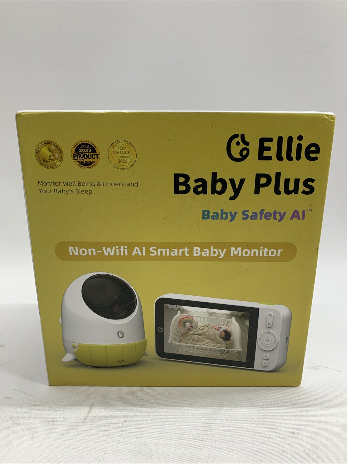 Ellie Baby Plus Non-Wifi AI Smart Baby Monitor White 2-Way Talk Sleep Tracking