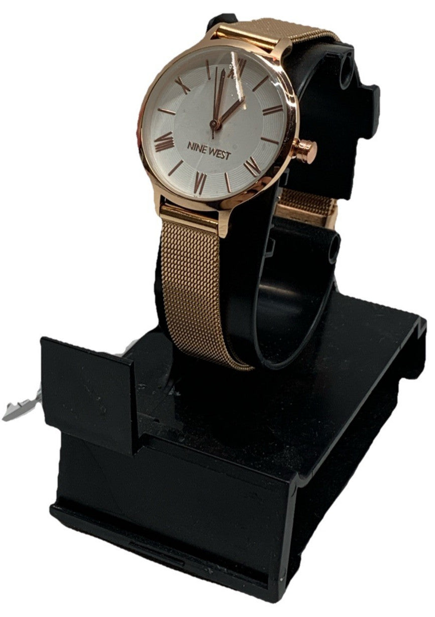 Nine West Rose Gold Wrist Watch Women's Stainless Steel Back Analog - 2228SVRG