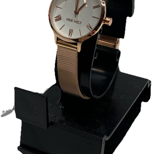 Nine West Rose Gold Wrist Watch Women's Stainless Steel Back Analog - 2228SVRG